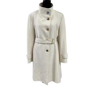 Dominic Bellissimo Cream Winter Gold Button High Neck Coat 12 Old money Classic